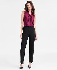 Kasper Women's Faux-Suede Mid-Rise Pull-On Straight Pants