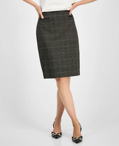 Kasper Women's Plaid-Print Slim Pencil Skirt