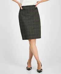 Kasper Women's Plaid-Print Slim Pencil Skirt