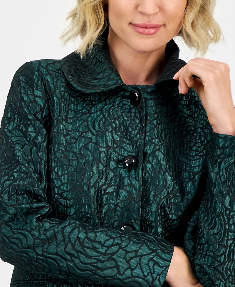 Kasper Women's Damask Peter-Pan-Collar Coat, Regular & Petite