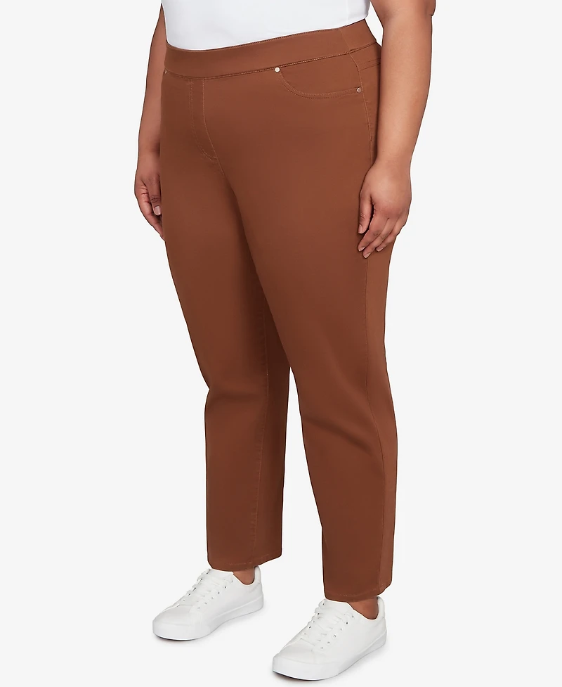 Alfred Dunner Plus Size Mount Laurel Allure Front Pocket Pull On Medium Length Pants
