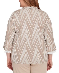 Alfred Dunner Plus Urban Legend Exploded Chevron Two One Pull On Top with Necklace
