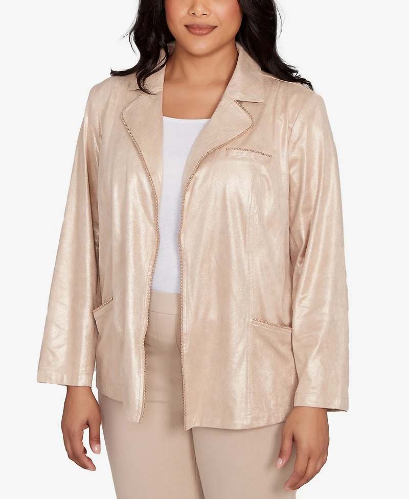 Alfred Dunner Plus Urban Legend Pull On Shimmer Jacket