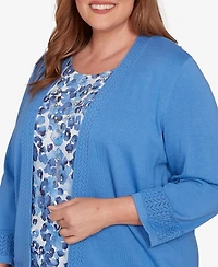 Alfred Dunner Plus As Usual Animal Two One Pull On Periwinkle Sweater