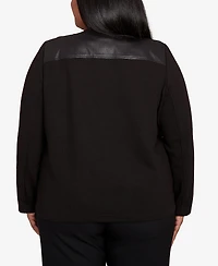 Alfred Dunner Plus As Usual Sweater Trim Pull On Jacket