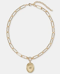 On 34th Crystal Star Oval Locket Pendant Necklace, 18" + 3" extender, Macy's Exclusive