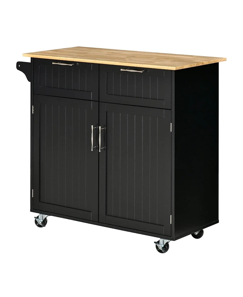 Halifax North America Black Kitchen Trolley: Modern Rolling Cart with Adjustable Shelving