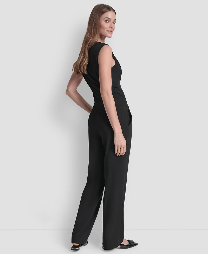 Dkny Women's High Waist Wide Leg Trousers