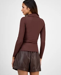Bar Iii Women's Ruched Polo Top, Macy's Exclusive