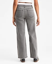 Bar Iii Women's Contrast-Waist Wide-Leg Jeans, Macy's Exclusive