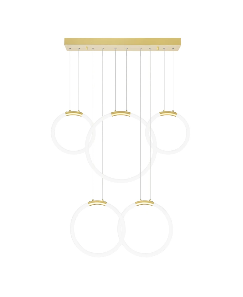 Cwi Lighting 27" Metal Hoops 5 Light Led Chandelier