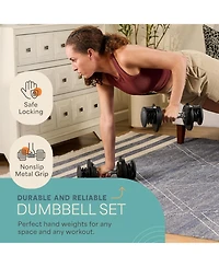 LifePro Adjustable Dumbbell Set or Single – Quick-Change Hand Weights, 25lb & 90lb Options – Space-Saving Dumbbells for Home Gym Strengt