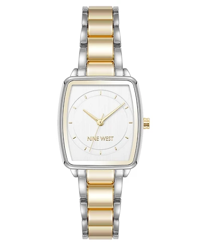 Anne Klein Women's Quartz Cushion Silver-Tone and Gold-Tone Metal Alloy Watch, 26mm
