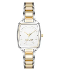Anne Klein Women's Quartz Cushion Silver-Tone and Gold-Tone Metal Alloy Watch, 26mm