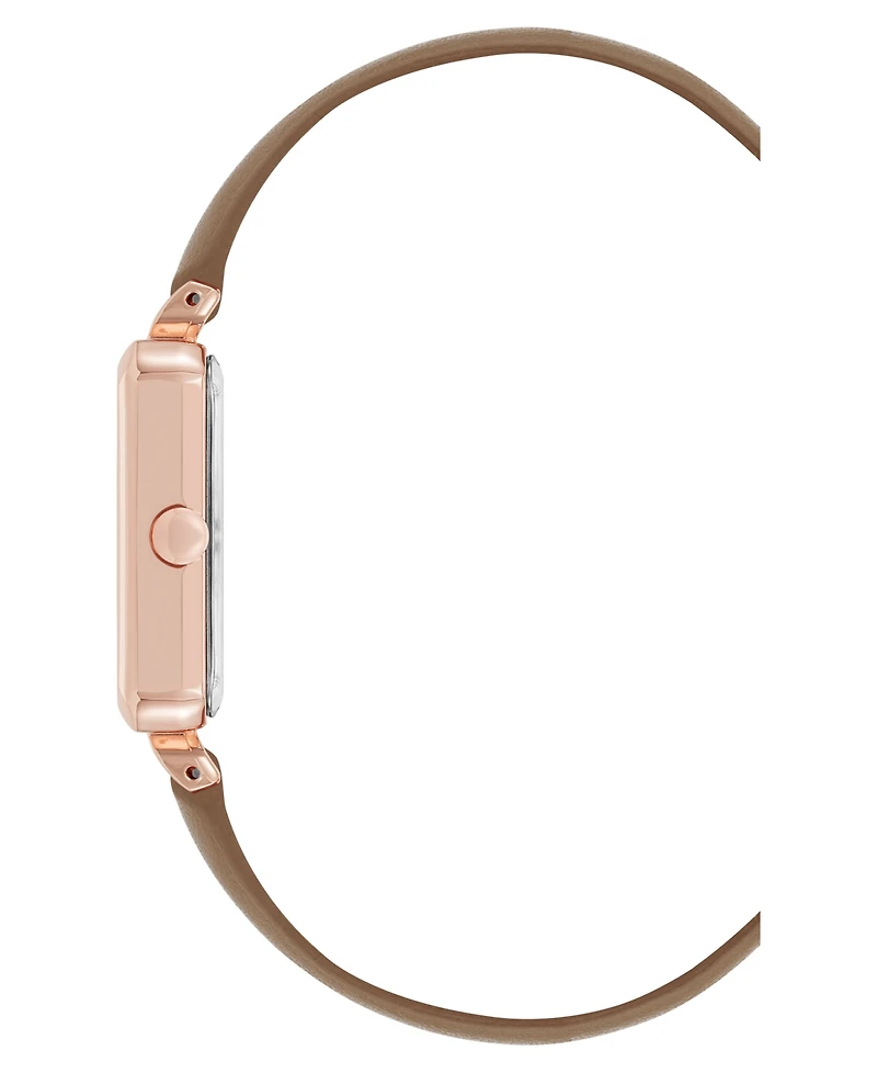 Nine West Women's Quartz Everyday Taupe Leather and Rose Gold-Tone Watch, 25mm