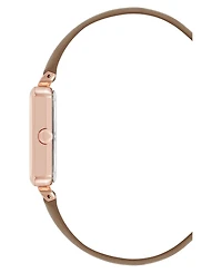 Nine West Women's Quartz Everyday Taupe Leather and Rose Gold-Tone Watch, 25mm