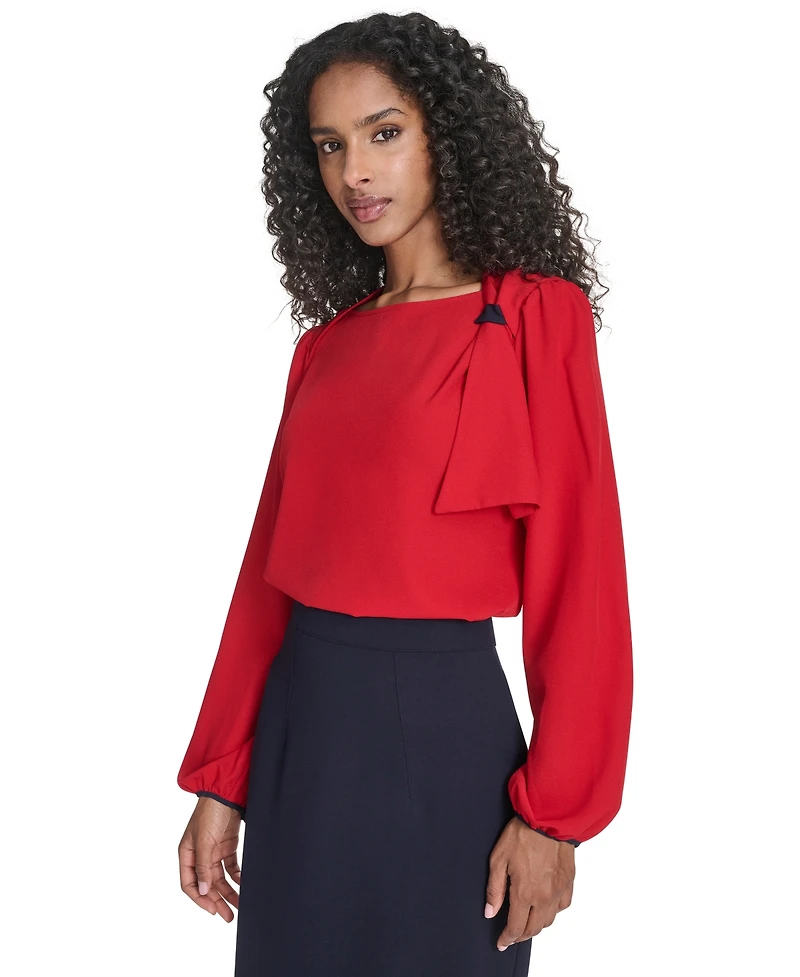 Tommy Hilfiger Women's Long Sleeve Side Tie Top