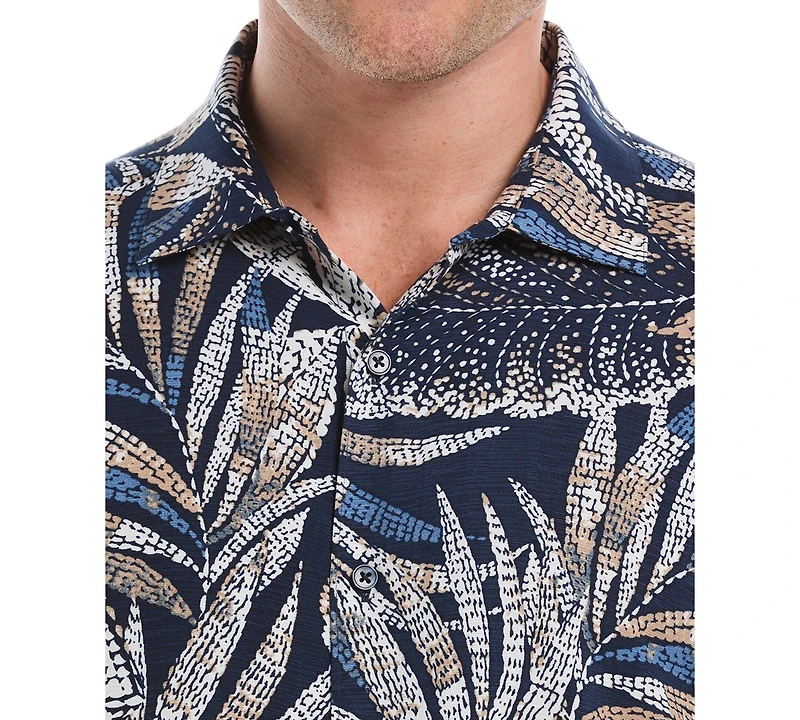 Cubavera Men's Pointillism Tropical Print Short Sleeve Button Down Shirt