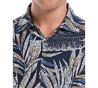 Cubavera Men's Pointillism Tropical Print Short Sleeve Button Down Shirt