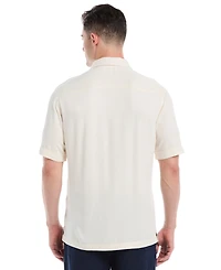 Cubavera Men's Embroidered L-Shape Short Sleeve Button Down Shirt