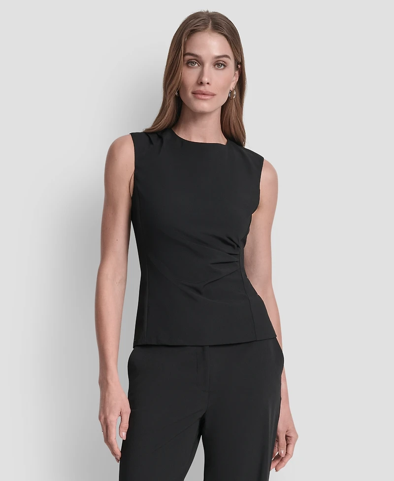 Dkny Women's Ruched Side Structured Sleeveless Top