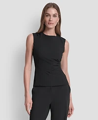 Dkny Women's Ruched Side Structured Sleeveless Top