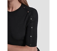 Dkny Women's Button Detail Short Sleeve Sweater