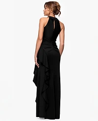 Xscape Petite Ruffled Halter Gown