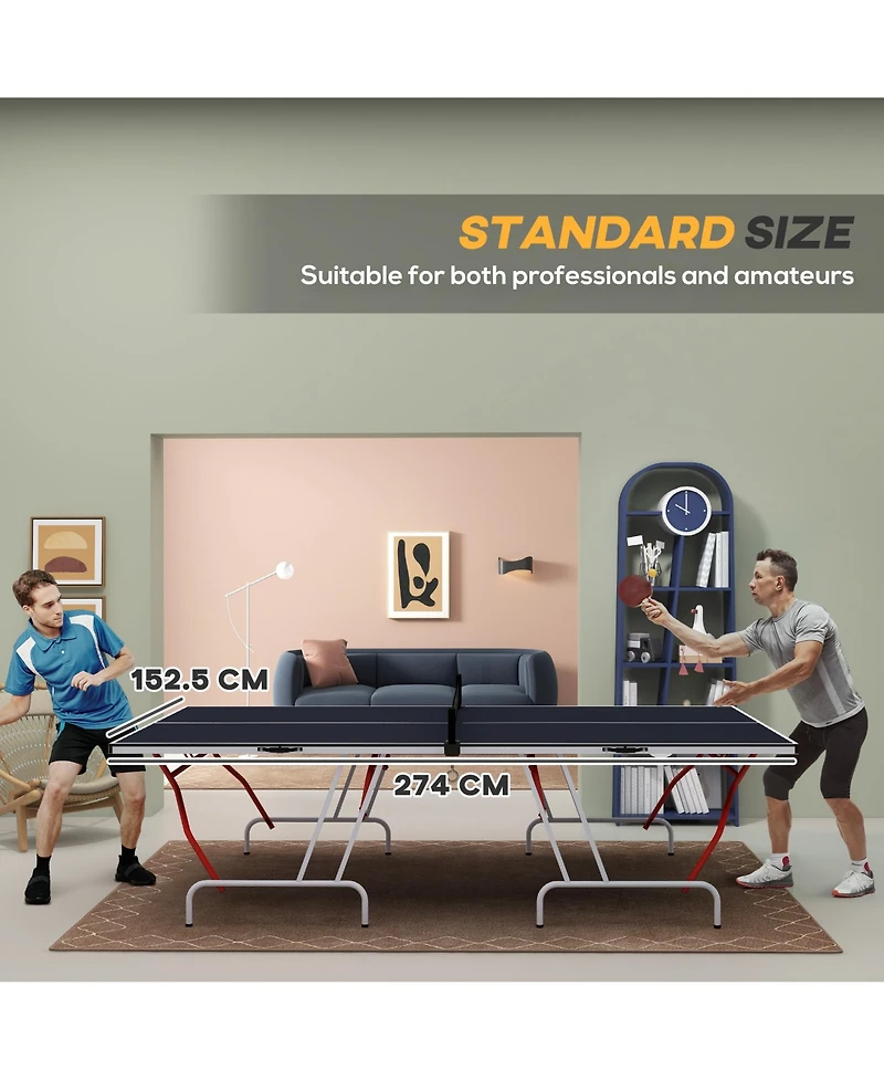 Soozier Full Size Ping Pong Table, Folding Table Tennis Table,