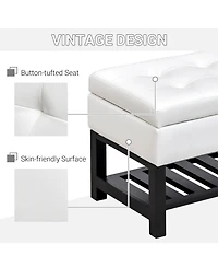 Homcom Pu Leather Ottoman Bed Bench Storage Footstool Organizer W/ Shoe Rack