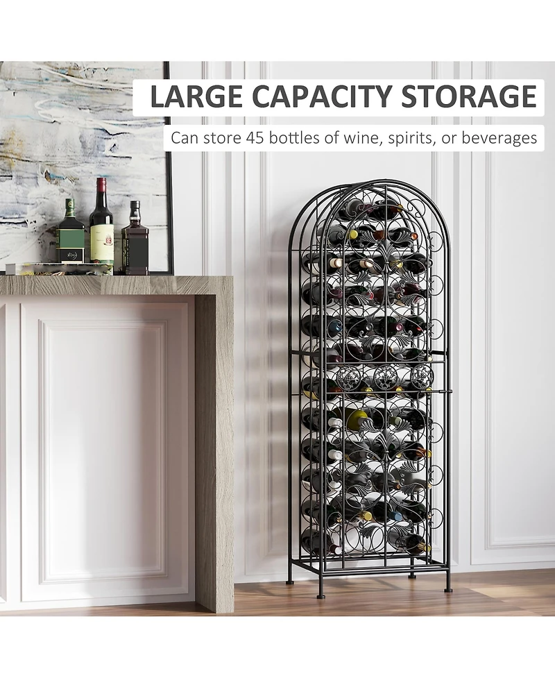 Homcom Wine Rack Liquor Cabinet Shelf Bottle Storage Iron Tower Home Decoration