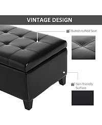 Homcom Storage Ottoman Bench 3-seater Pu Leather Furniture Foot Stool