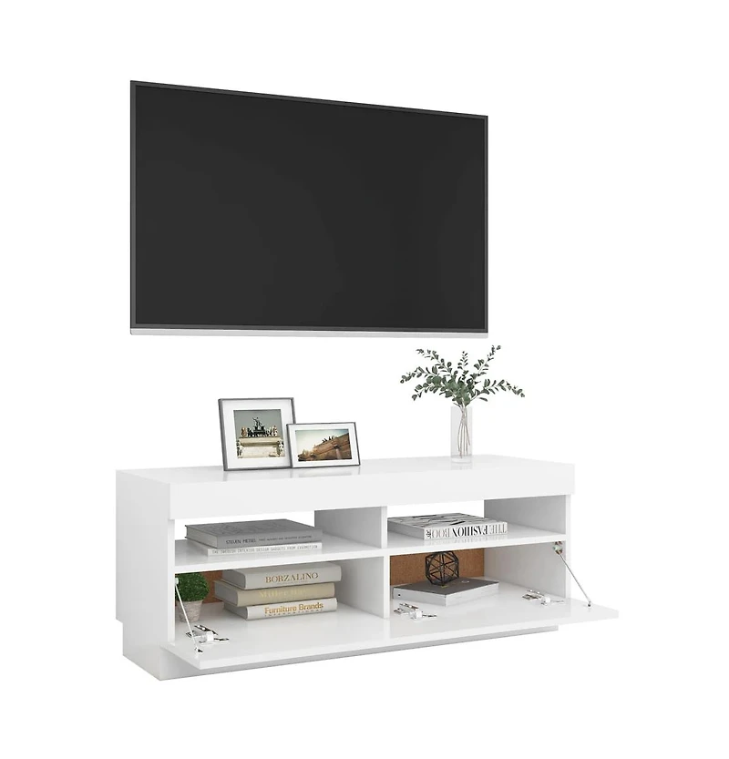 Tv Stand with Led Lights White 39.4"x13.8"x15.7"