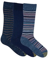 Gold Toe Men's 3-Pack Frankie Stripe Reinforced Toe Crew Socks