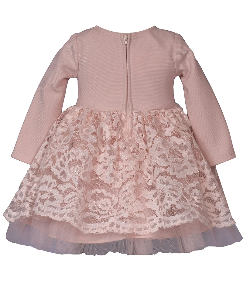 Bonnie Baby Girls Knit to Lace Party Dress