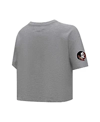 Pro Standard Women's Heather Charcoal Florida State Seminoles Tonal Neutral Boxy Cropped T-Shirt