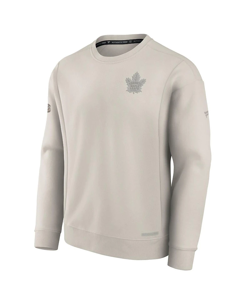 Fanatics Men's Cream Toronto Maple Leaf's Authentic Pro Road Fleece Pullover Sweatshirt
