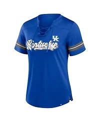 Fanatics Women's Royal Kentucky Wildcats Fundamental Overtime Readiness Athena Lace-Up V-Neck T-Shirt