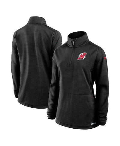 Fanatics Women's Black New Jersey Devils Authentic Pro Rink Lightweight Quarter-Zip Pullover Top