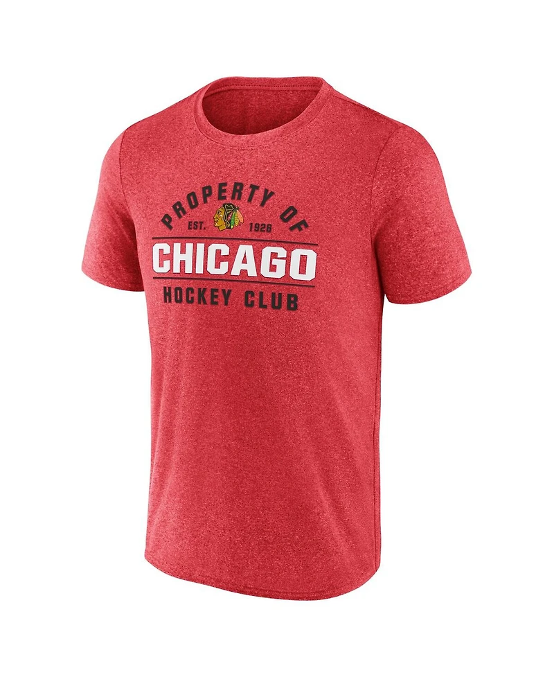 Fanatics Men's Heather Red Chicago Blackhawks Property of T-Shirt