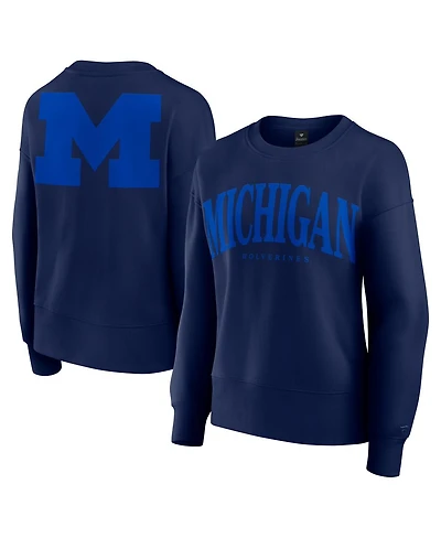 Fanatics Women's Navy Michigan Wolverines Supersoft Flow Fleece Pullover Sweatshirt