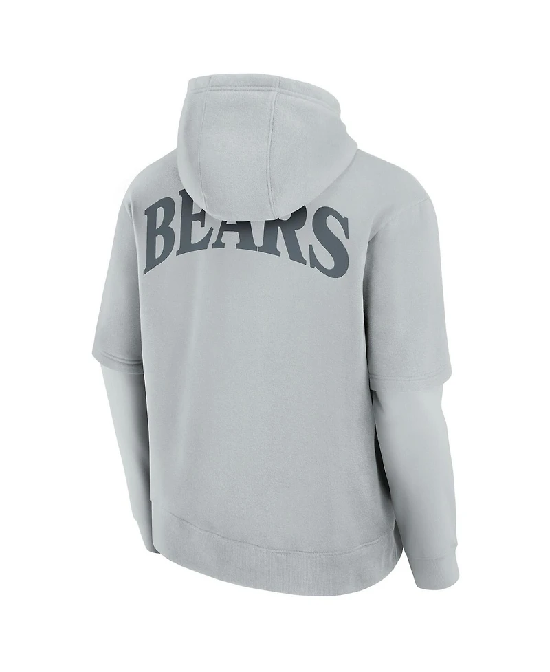 Fanatics Men's and Women's Gray Chicago Bears Sleek Elements Pullover Hoodie