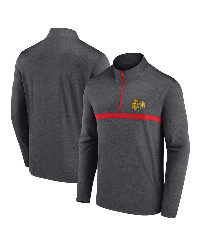 Logo Athletic Men's Heather Charcoal Chicago Blackhawks Head-to-Head Raglan Quarter-Zip Sweatshirt