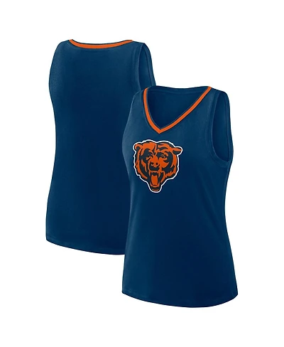 Logo Athletic Women's Navy Chicago Bears Stellar Win V-Neck Tank Top