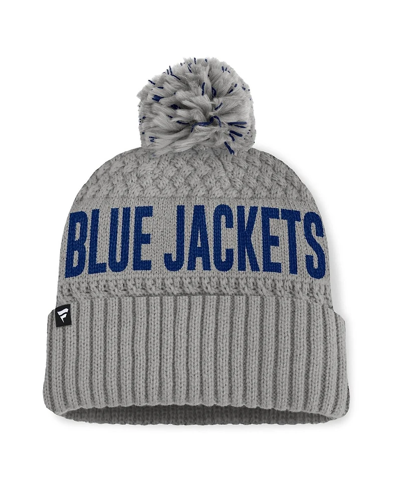 Fanatics Women's Gray Columbus Blue Jackets Heritage Tilly Cuffed with Pom Knit Hat
