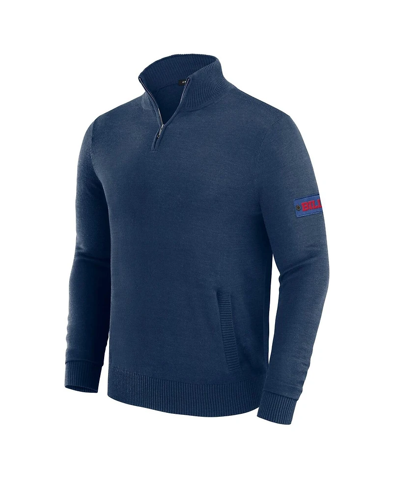 J. Palmer Men's Navy Buffalo Bills Franchise Quarter-Zip Sweater