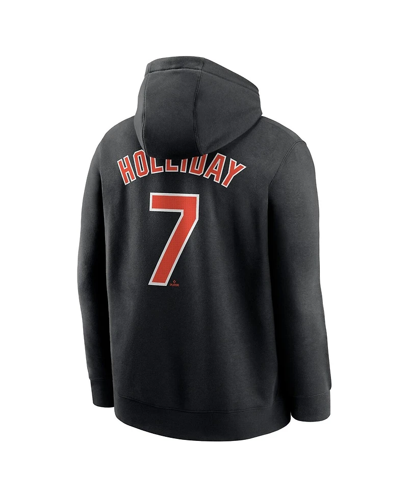 Nike Men's Jackson Holliday Black Baltimore Orioles Player Name Number Club Fleece Pullover Hoodie
