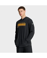 Nike Men's Black Washington Commanders Sideline Pure Fury Performance Long Sleeve Hoodie T-Shirt