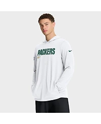 Nike Men's White Green Bay Packers Sideline Pure Fury Performance Long Sleeve Hoodie T-Shirt