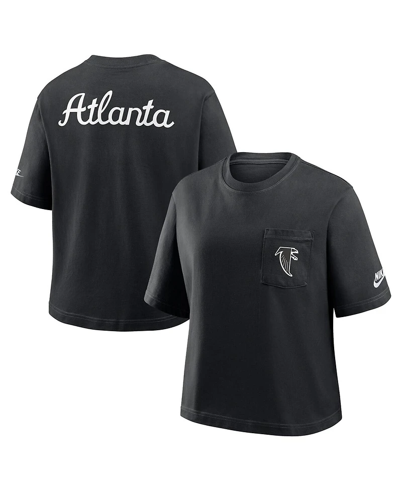 Nike Women's Black Atlanta Falcons Rewind Pocket Boxy T-Shirt